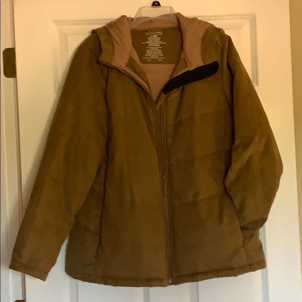 L.L. Bean Quilted Hooded Suede Winter Coat